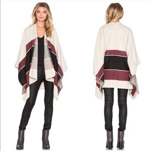 Sanctuary Striped Blanket Poncho Wrap in Natural L